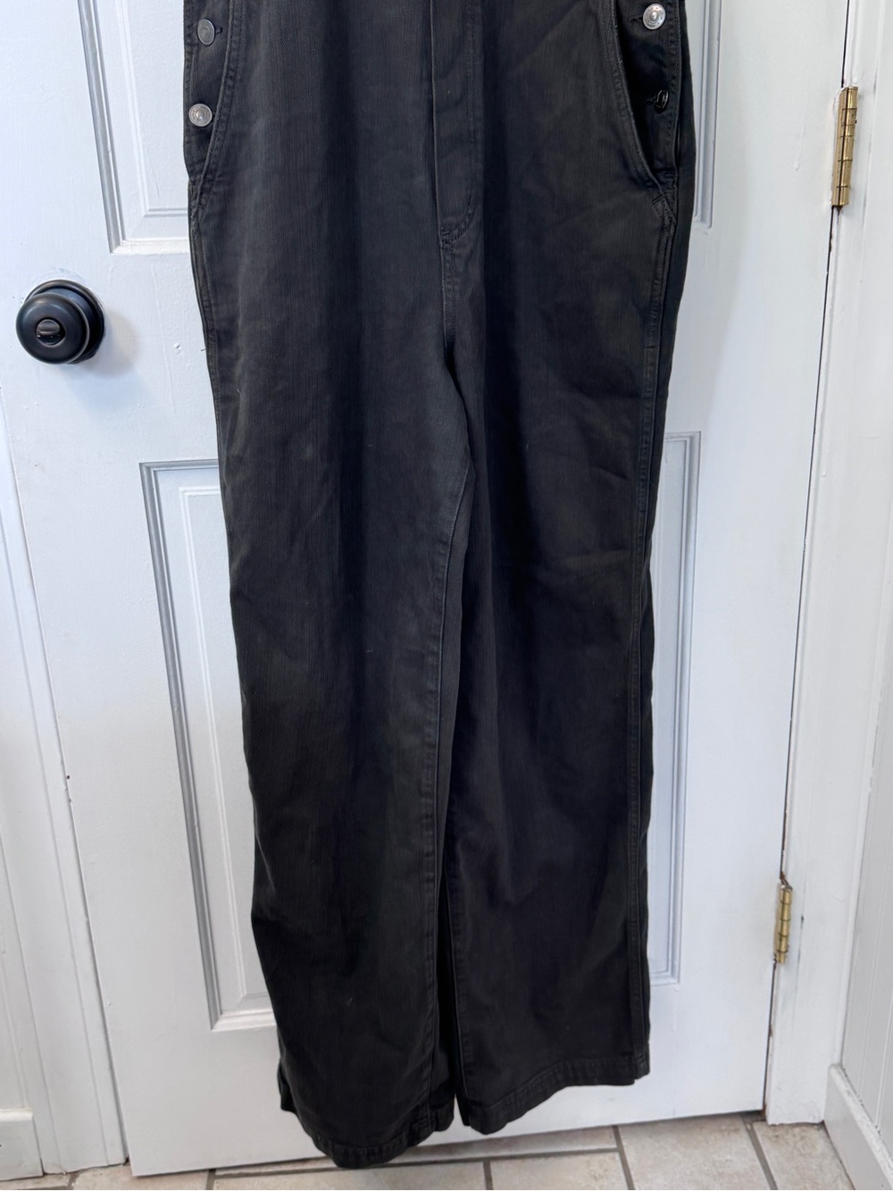 Aerie Charcoal Gray Denim Overalls 100% Cotton Medium - Picture 7 of 10